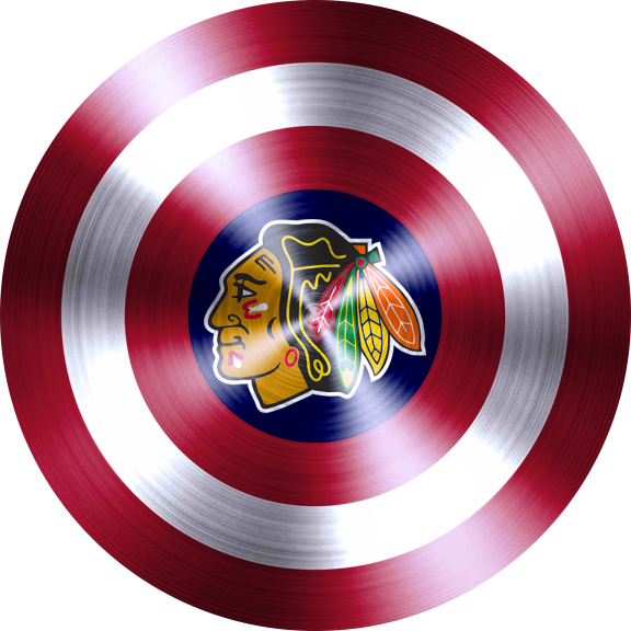 Captain American Shield With Chicago Blackhawks Logo vinyl decal